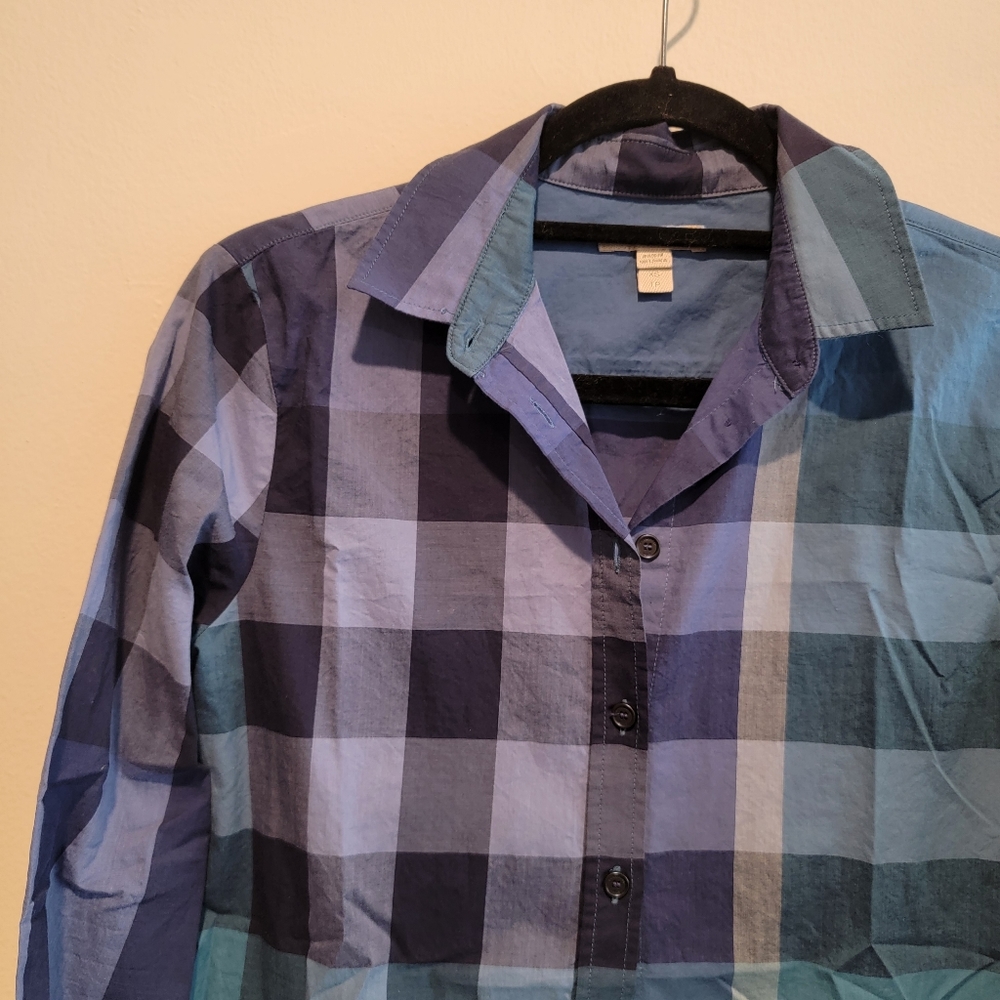 Burberry Brit womens size xs small novacheck blue plaid cotton shirt - Picture 3 of 15